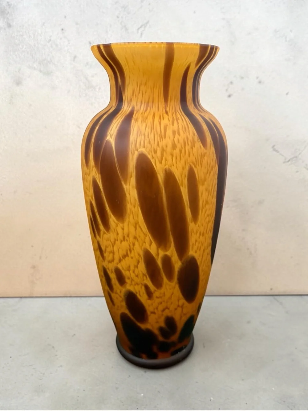 Vintage Murano Art Glass Vase Italy Maestri Vetrai Azzurra Gold Copper Swirls
